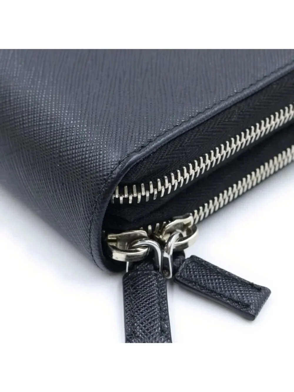 Prada Triangle Logo Saffiano Leather Shoulder Bag Phone Case Pouch Black
